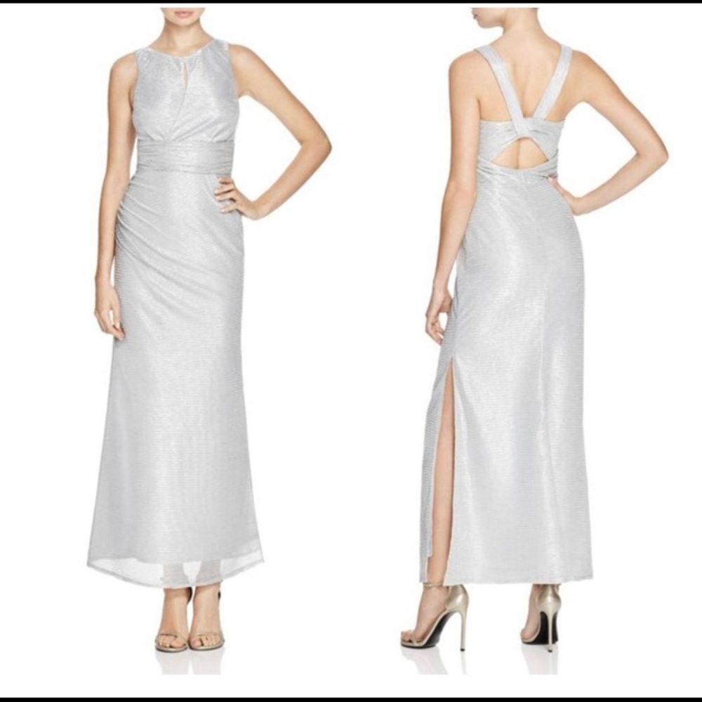 Laundry by Shelli Segal Silver Cutout Gown